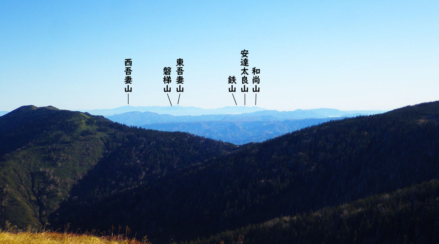 会津駒ヶ岳・中門岳から眺める福島の安達太良山や吾妻山