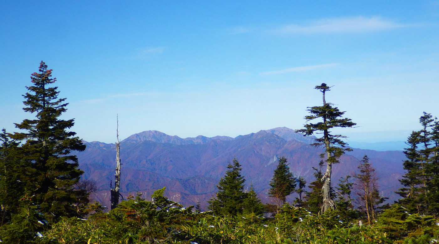 会津駒ヶ岳・中門岳付近から見た越後三山